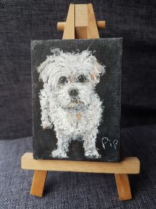 mini-schilderij hond acrylverf canvas
