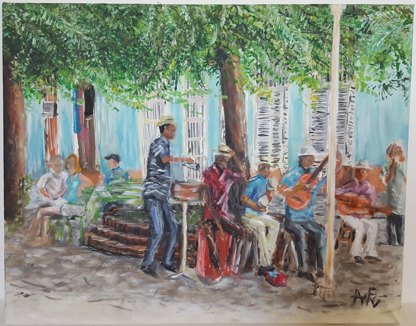 Schilderij Muzikanten in Cuba - op canvas