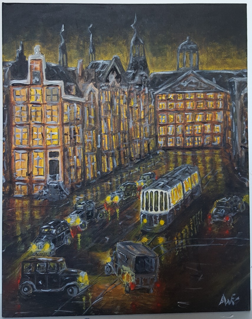 raadhuisstraat amsterdam 1934 acrylverf op canvas