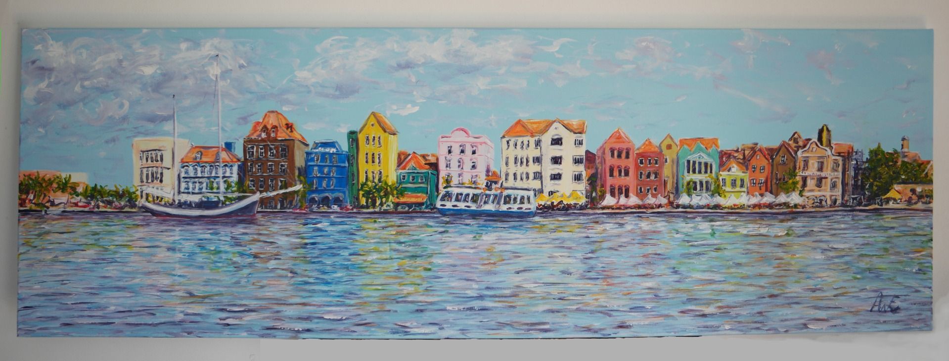 Willemstad Curacao schilderij acrylverf op canvas